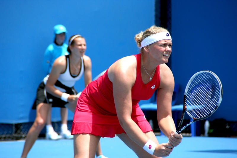 Tennis players in action